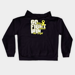 Go Yellow Fight Hard Win The Fight Hydrocephalus Awareness Yellow Ribbon Warrior Kids Hoodie